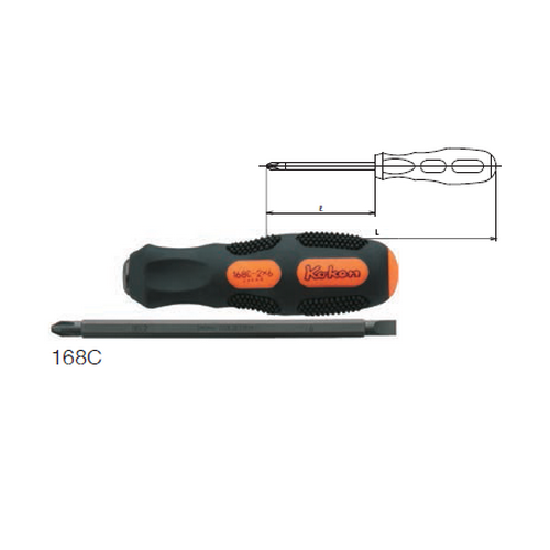 KOKEN 168C ไขควงหัวสลับ แบน-แฉก #2X6mm.-8นิ้ว