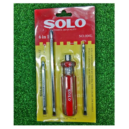 SOLO 006L ไขควงสลับหัว 6 ใน 1 ด้ามลายสี code7611 (12ชุด/กล่อง)