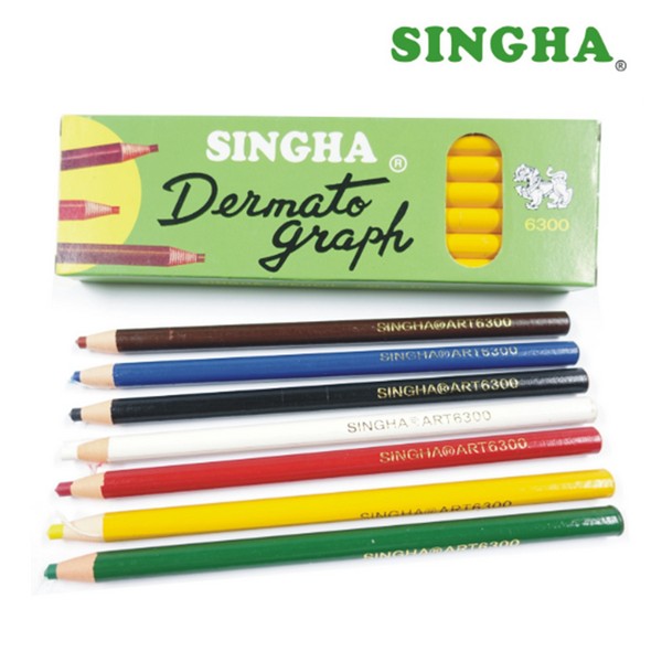 ตราสิงห์ ดินสอเขียนกระจก #6300 สีขาว (เขียนได้ทุกพื้นผิว เช่น ฟิล์ม โลหะ หนังและอื่นๆ)
