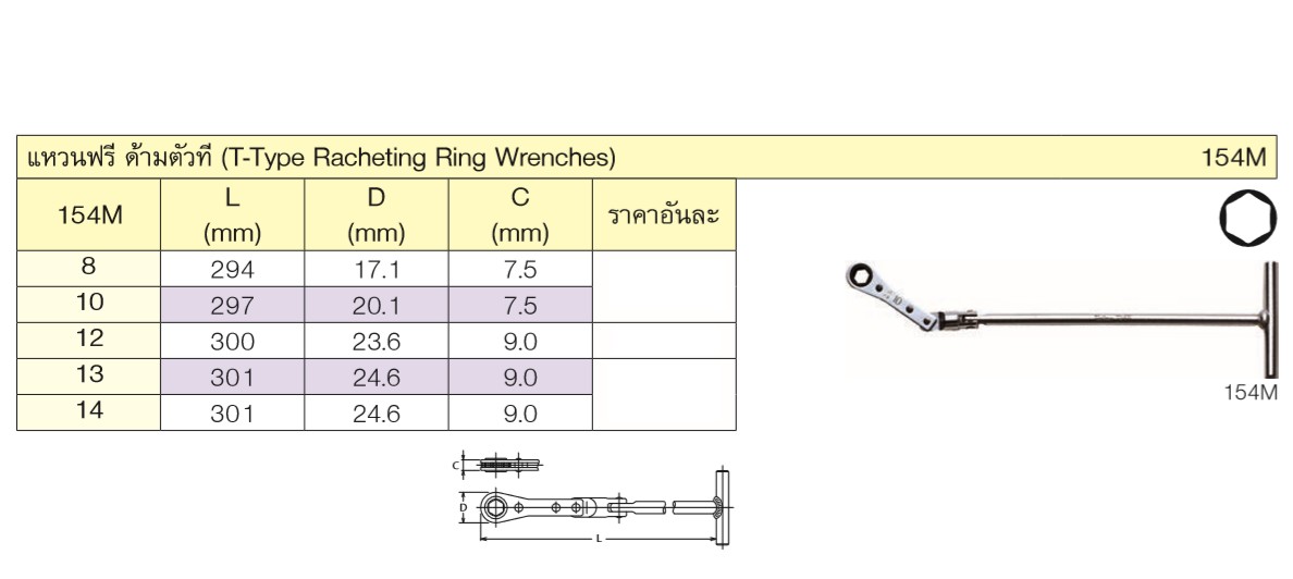 KOKEN 154M แหวนฟรีด้ามตัวที 10 mm.
