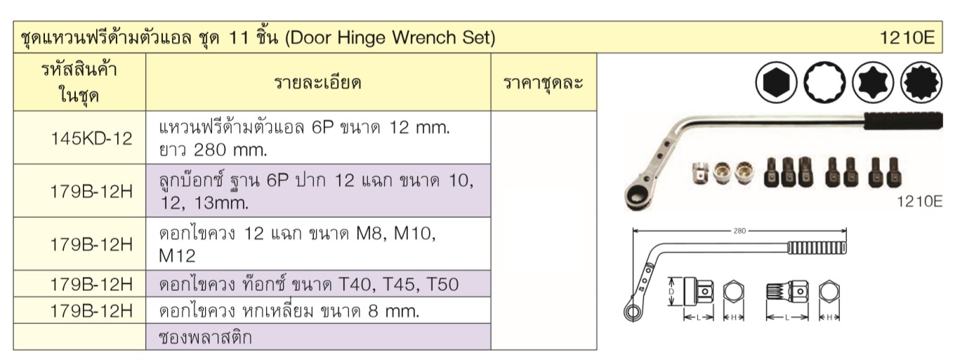 KOKEN 1210E ชุดแหวนฟรี ด้ามตัวแอล ชุด 11 ชิ้น