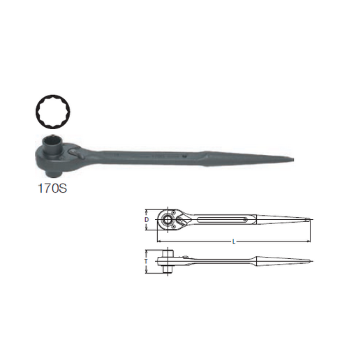 KOKEN 170S แหวนฟรีปลายแหลม 10นิ้ว 11x13mm. 12 เหลี่ยม