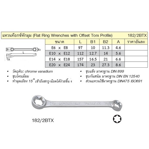 SKI - สกี จำหน่ายสินค้าหลากหลาย และคุณภาพดี | UNIOR 182/2BTX แหวนท๊อกซ์หักมุม E10xE12