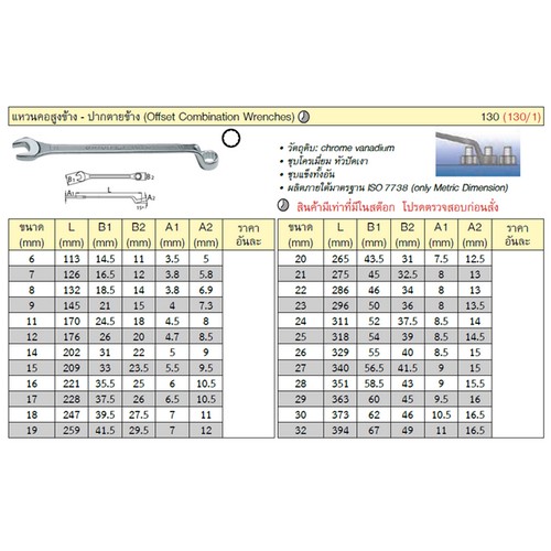 SKI - สกี จำหน่ายสินค้าหลากหลาย และคุณภาพดี | UNIOR 130/1 ปากตาย-ข้างแหวนคอสูง 26 mm. (130)