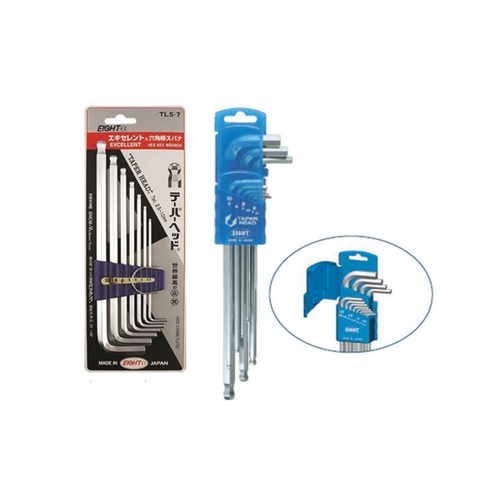 SKI - สกี จำหน่ายสินค้าหลากหลาย และคุณภาพดี | EIGHT ประแจหัวบอลเตเปอร์ยาวสีขาว 8 ตัวชุด 1/16-5/16นิ้ว (TLS-8Z )