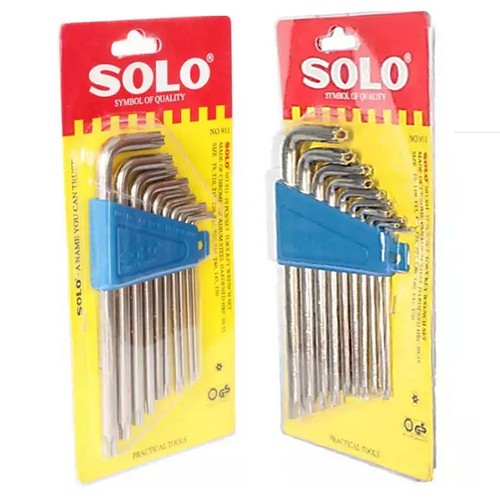 SKI - สกี จำหน่ายสินค้าหลากหลาย และคุณภาพดี | SOLO #911 ประแจหกแฉกท๊อกซ์แบบมีรู 10 ตัวชุด (T9-T50) Code6059 (6ชุด/ก)