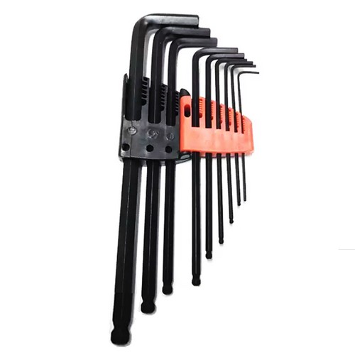 SKI - สกี จำหน่ายสินค้าหลากหลาย และคุณภาพดี | SOLO #SAE 910B (หุล) หกเหลี่ยมสีดำหัวบอลยาว 9ตัวชุด 1/16นิ้ว-3/8นิ้ว Code 8251(6ชุด/ก)