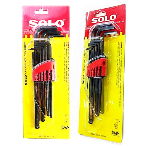 SOLO #SAE 910B (หุล) หกเหลี่ยมสีดำหัวบอลยาว 9ตัวชุด 1/16นิ้ว-3/8นิ้ว Code 8251(6ชุด/ก)