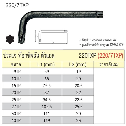 UNIOR 220/7TXP ประแจท๊อกซ์พลัสตัวแอล 40 IP (220TXP)