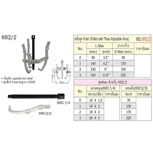 UNIOR 682/2 เหล็กดูด 3 ขา 9นิ้ว (682)