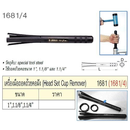 SKI - สกี จำหน่ายสินค้าหลากหลาย และคุณภาพดี | UNIOR 1681/4 เครื่องมือถอดถ้วยคอฝัง ขนาด 1นิ้ว,1.1/8นิ้ว,1.1/4นิ้ว (1681/4)