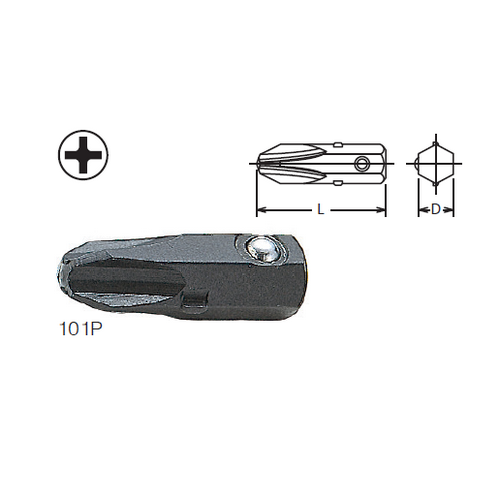 KOKEN 101P ดอกไขควงตอกปากแฉก #2x20 mm. 1/4นิ้ว