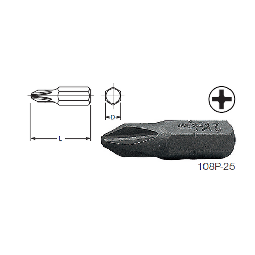 KOKEN 108P ดอกไขควงตอกหัวแฉก #1x32 mm. แกน 1/4นิ้ว