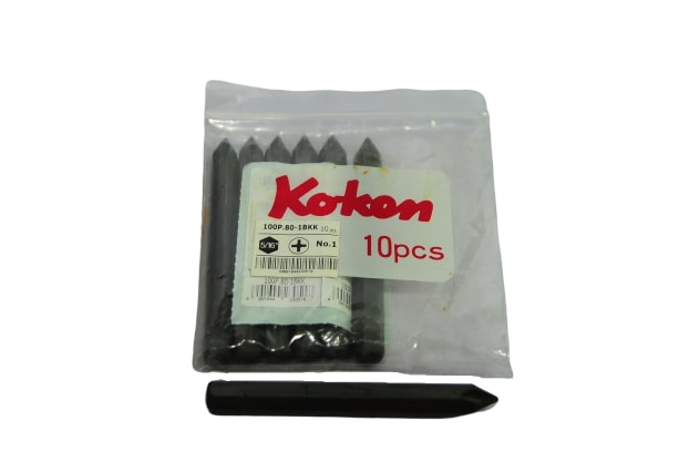 KOKEN 100P(8BP) ดอกไขควงตอกหัวแฉก #1x80 mm. แกน 5/16นิ้ว