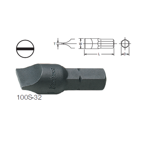 KOKEN 100S ดอกไขควงตอกหัวแบน 9x32 mm. แกน 5/16นิ้ว