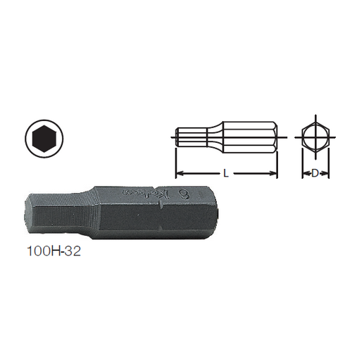 SKI - สกี จำหน่ายสินค้าหลากหลาย และคุณภาพดี | KOKEN 100H-32 ดอกไขควงตอก 5x32 mm. หัว 6P แกน 5/16นิ้ว