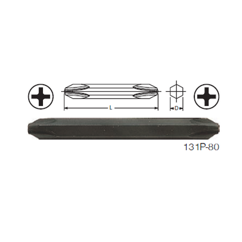 KOKEN 131P-80 ดอกไขควงตอกหัวแฉก 2 หัว #3x#3x80mm. แกน 5/16นิ้ว