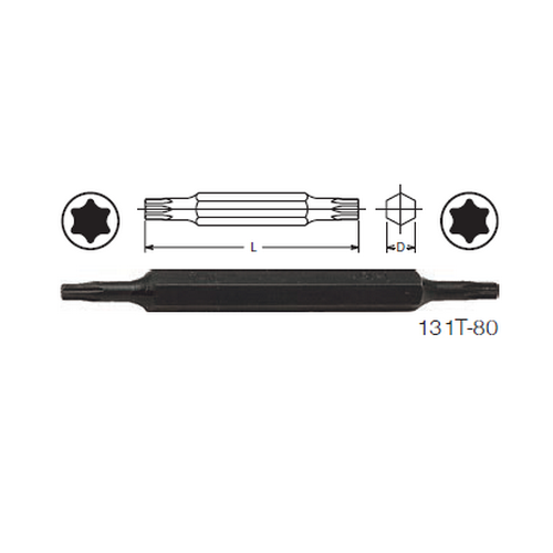 SKI - สกี จำหน่ายสินค้าหลากหลาย และคุณภาพดี | KOKEN 131T-80 ดอกไขควงตอกหัวท๊อกซ์ 2 หัว T10xT15 แกน 5/16นิ้ว