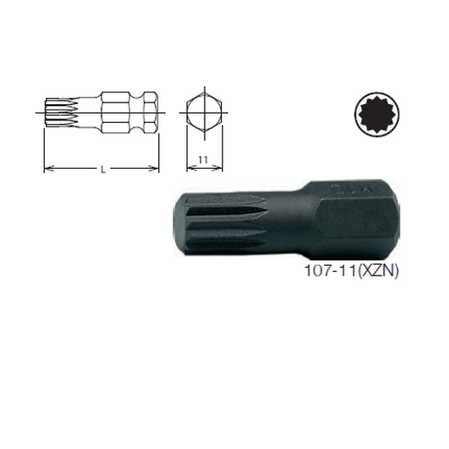 KOKEN 107-11(XZN) ดอกไขควงตอก 12แฉก M10-35mm. แกน 11mm.