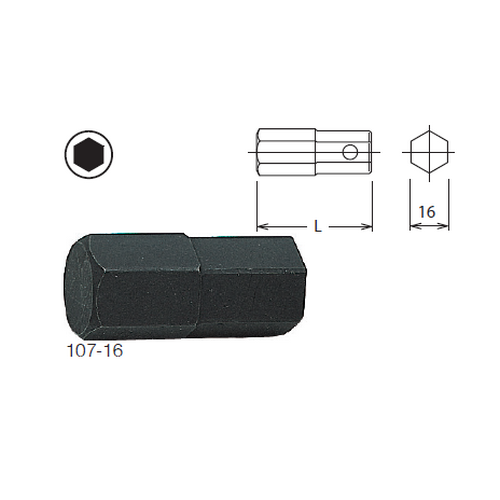 SKI - สกี จำหน่ายสินค้าหลากหลาย และคุณภาพดี | KOKEN 107-16(HA) ดอกไขควงตอกหกเหลี่ยม 9/16นิ้ว แกน 16mm.