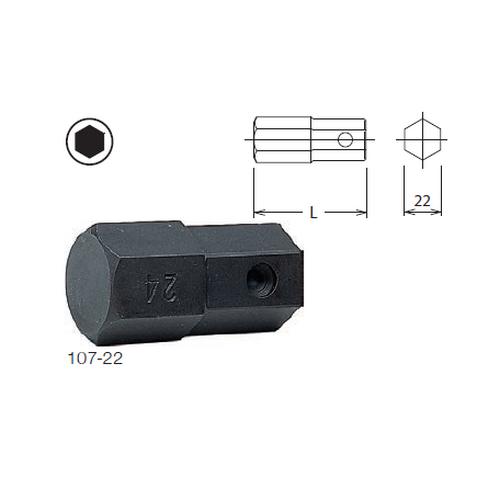 SKI - สกี จำหน่ายสินค้าหลากหลาย และคุณภาพดี | KOKEN 107-22 ดอกไขควงตอกหกเหลี่ยม 24mm. แกน 22mm.