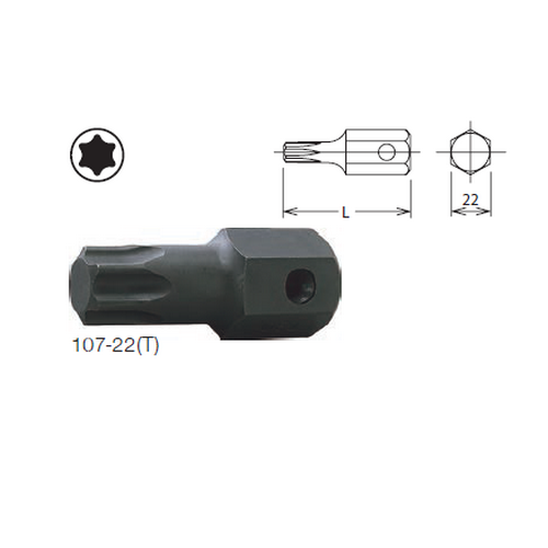 SKI - สกี จำหน่ายสินค้าหลากหลาย และคุณภาพดี | KOKEN 107-22(T) ดอกไขควงตอกท๊อกซ์ T100 แกน 22mm.