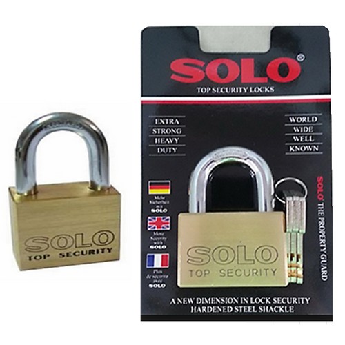 SOLO 4507SQ กุญแจ 45 มิล ทองเหลืองขัดเงา ห่วงมาตรฐาน