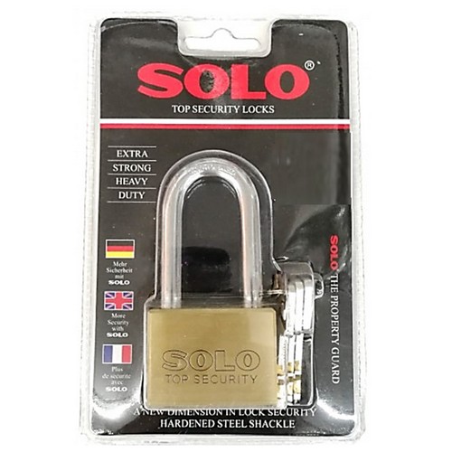 SKI - สกี จำหน่ายสินค้าหลากหลาย และคุณภาพดี | SOLO 4507SQ-L กุญแจ 50 มิล ทองเหลืองขัดเงา ห่วงยาว
