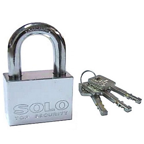 SOLO 4507SQC กุญแจ 40 มิล ทองเหลืองชุบขาว ห่วงมาตรฐาน
