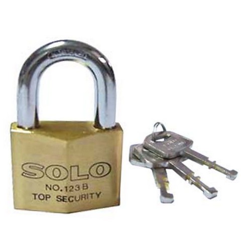 SOLO 123B กุญแจทองเหลืองขัดเงา 60 มิล ห่วงมาตรฐาน