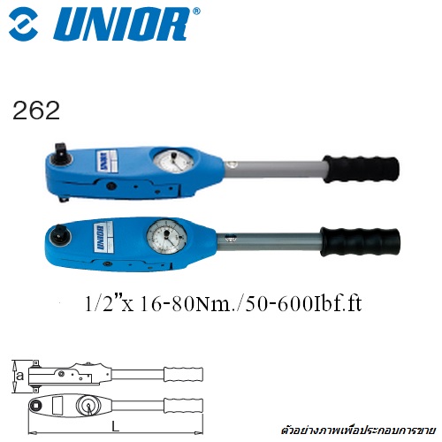 SKI - สกี จำหน่ายสินค้าหลากหลาย และคุณภาพดี | UNIOR 262 ด้ามขันปอนด์ แบบ เกจ 1/2นิ้ว 16-80 Nm / 50-60 lbf.in (ไม่รับเปลี่ยนและคืน)