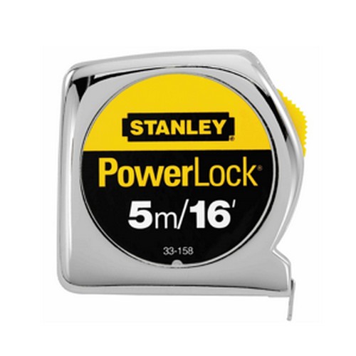 SKI - สกี จำหน่ายสินค้าหลากหลาย และคุณภาพดี | STANLEY 33-158-21-109 ตลับเมตรชุบโครเมี่ยม 5 ม.  Powerlock (3โหล/ลัง) (Exthai)