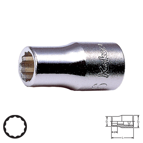 SKI - สกี จำหน่ายสินค้าหลากหลาย และคุณภาพดี | KOKEN 2405M-9 ลูกบ๊อก 1/4นิ้ว-12P-9mm.