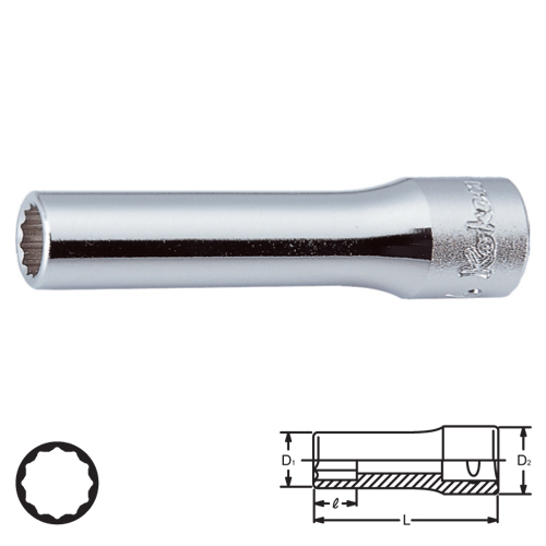 SKI - สกี จำหน่ายสินค้าหลากหลาย และคุณภาพดี | KOKEN 2305M-14 ลูกบ๊อก ยาว 1/4นิ้ว-12P-14mm.