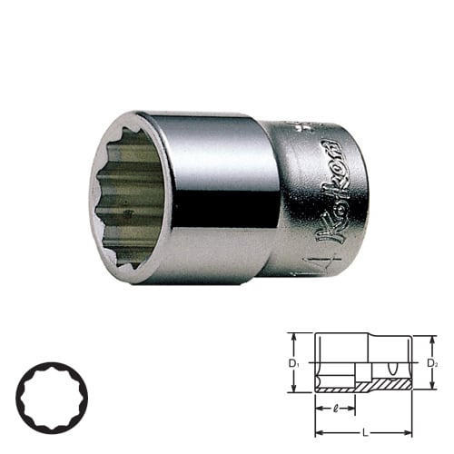 SKI - สกี จำหน่ายสินค้าหลากหลาย และคุณภาพดี | KOKEN 3405M-24 ลูกบ๊อก 3/8นิ้ว-12P-24mm.