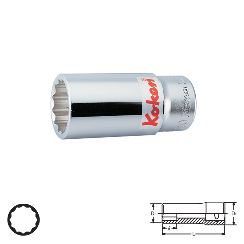 SKI - สกี จำหน่ายสินค้าหลากหลาย และคุณภาพดี | KOKEN 6305M-57 ลูกบ๊อก ยาว 3/4นิ้ว-12P-57mm.