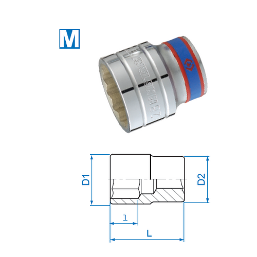 SKI - สกี จำหน่ายสินค้าหลากหลาย และคุณภาพดี | KINGTONY ลูกบ๊อกสั้นขาว รู1/2-12P-30mm (6ลูก/ก)