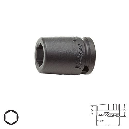 KOKEN 12400M-4.5 ลูกบ๊อกลมสั้น 1/4นิ้ว-6P-4.5mm.