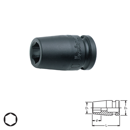 KOKEN 13400A-1/4 ลูกบ๊อกลมสั้น 3/8นิ้ว-6P-1/4นิ้ว