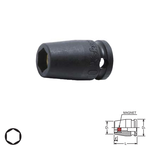 SKI - สกี จำหน่ายสินค้าหลากหลาย และคุณภาพดี | KOKEN 13400MG-22 ลูกบ๊อกลมสั้น 3/8นิ้ว-6P-22mm. พร้อมแม่เหล็ก