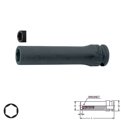 KOKEN 13300G-14 ลูกบ๊อกลมยาว 3/8นิ้ว-6P-14mm. พร้อมแม่เหล็ก