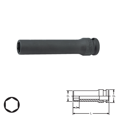 KOKEN 13301M-21 ขอบบาง ลูกบ๊อกลมยาว 3/8นิ้ว-6P-21mm.