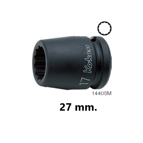 KOKEN 14405M-27 ลูกบ๊อกลมสั้น 1/2นิ้ว-12P-27mm.