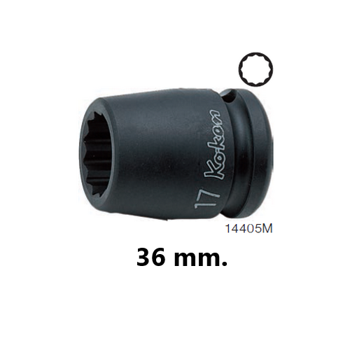 SKI - สกี จำหน่ายสินค้าหลากหลาย และคุณภาพดี | KOKEN 14405M-36 ลูกบ๊อกลมสั้น 1/2นิ้ว-12P-36mm.