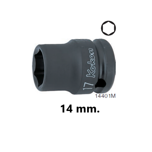 KOKEN 14401M-14 ขอบบาง ลูกบ๊อกลมสั้น 1/2นิ้ว-6P-14mm.