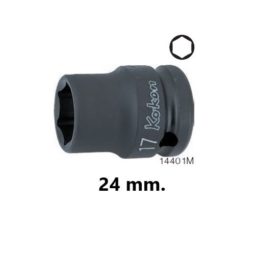 SKI - สกี จำหน่ายสินค้าหลากหลาย และคุณภาพดี | KOKEN 14401M-24 ขอบบาง ลูกบ๊อกลมสั้น 1/2นิ้ว-6P-24mm.