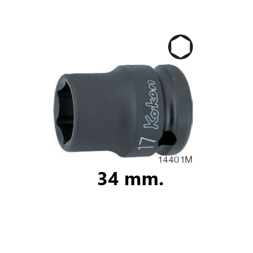 KOKEN 14401M-34 ขอบบาง ลูกบ๊อกลมสั้น 1/2นิ้ว-6P-34mm.