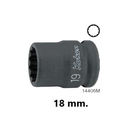 SKI - สกี จำหน่ายสินค้าหลากหลาย และคุณภาพดี | KOKEN 14406M-18 ขอบบาง ลูกบ๊อกลมสั้น 1/2นิ้ว-12p-18mm.