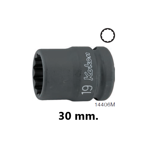 KOKEN 14406M-30 ขอบบาง ลูกบ๊อกลมสั้น 1/2นิ้ว-12p-30mm.
