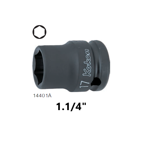 KOKEN 14401A-1.1/4 ขอบบาง ลูกบ๊อกลมสั้น 1/2นิ้ว-6P-1.1/4นิ้ว
